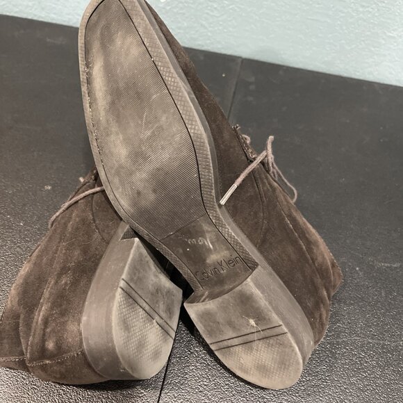Calvin Klein Dress Shoes Mens 9.5 Brown Suede Ellias Chukka Boot Classic Desert - Picture 6 of 8